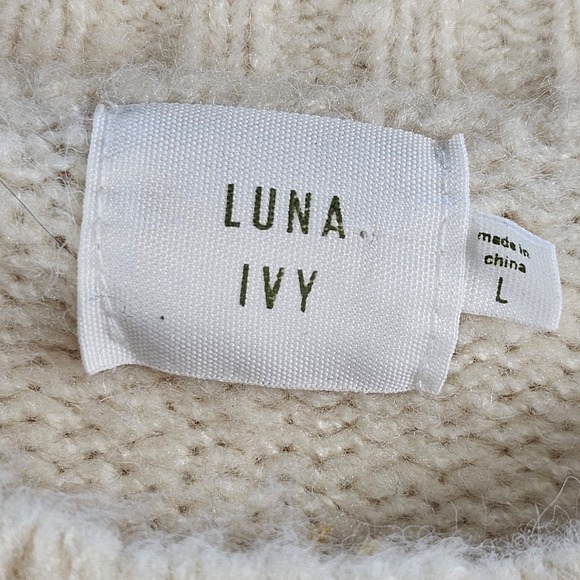 LUNA IVY Patchwork Knit Cardigan Sweater Floral Applique Earth Tones Women's L - Picture 3 of 9